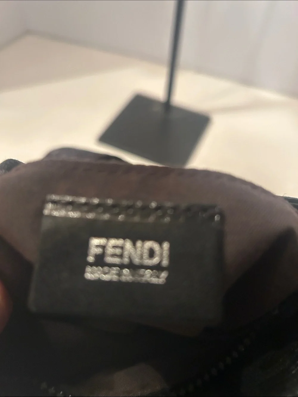 Fendi Black Leather Messenger Crossbody with Branded Strap